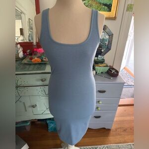Love Tree Blue Ribbed Bodycon Dress L Stretch Summer VGUC Tank Top Beachy